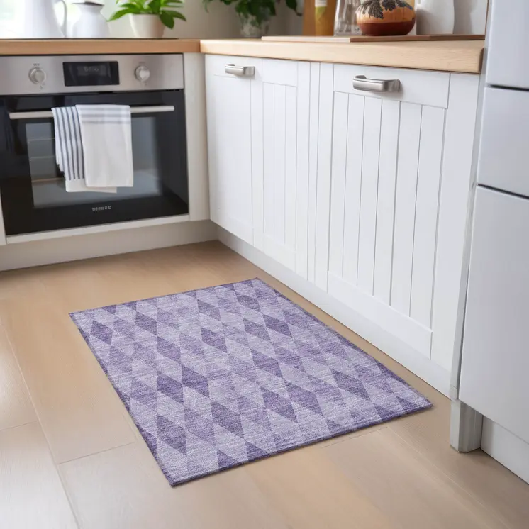 2' X 3' Purple Geometric Washable Non Skid Indoor Outdoor Area Rug