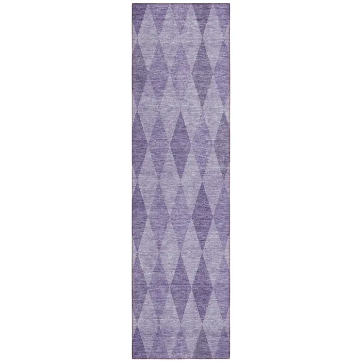 8' Runner Purple Geometric Washable Non Skid Indoor Outdoor Runner Rug