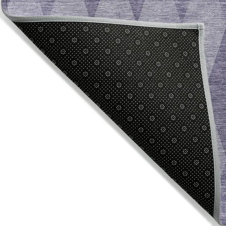 8' Runner Purple Geometric Washable Non Skid Indoor Outdoor Runner Rug