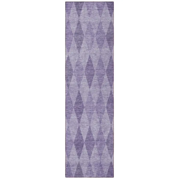8' Runner Purple Geometric Washable Non Skid Indoor Outdoor Runner Rug
