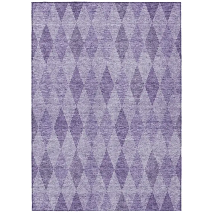 10' X 14' Purple Geometric Washable Non Skid Indoor Outdoor Area Rug