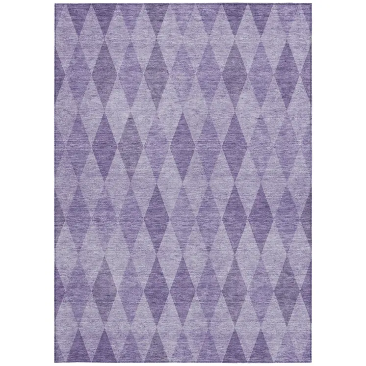 10' X 14' Purple Geometric Washable Non Skid Indoor Outdoor Area Rug