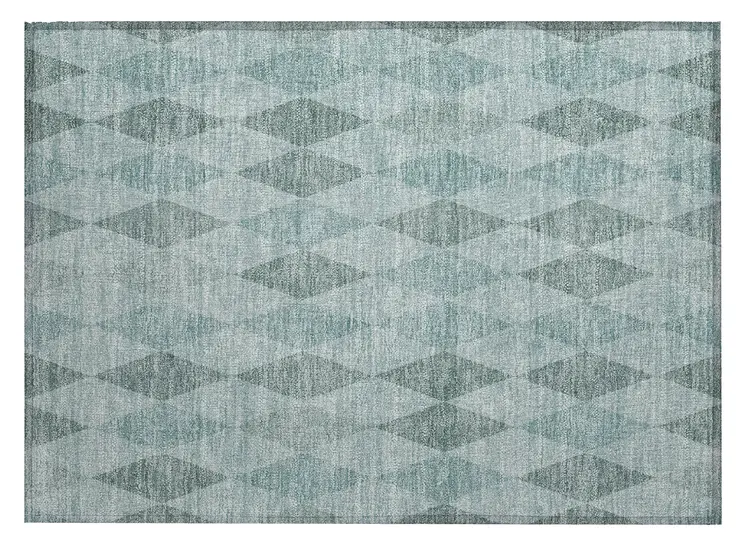 2' X 3' Teal Geometric Washable Non Skid Indoor Outdoor Area Rug