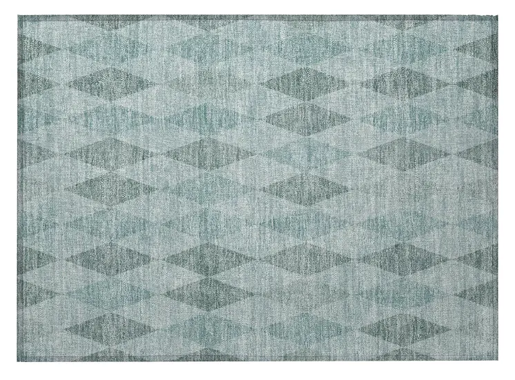 2' X 3' Teal Geometric Washable Non Skid Indoor Outdoor Area Rug