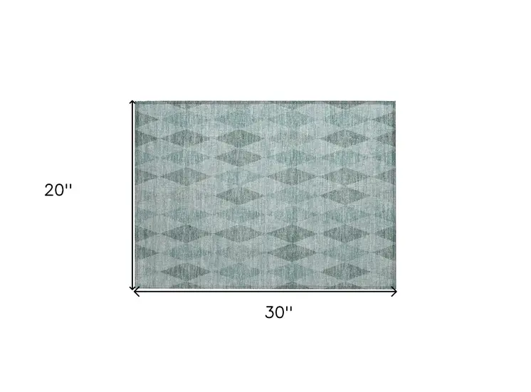 2' X 3' Teal Geometric Washable Non Skid Indoor Outdoor Area Rug