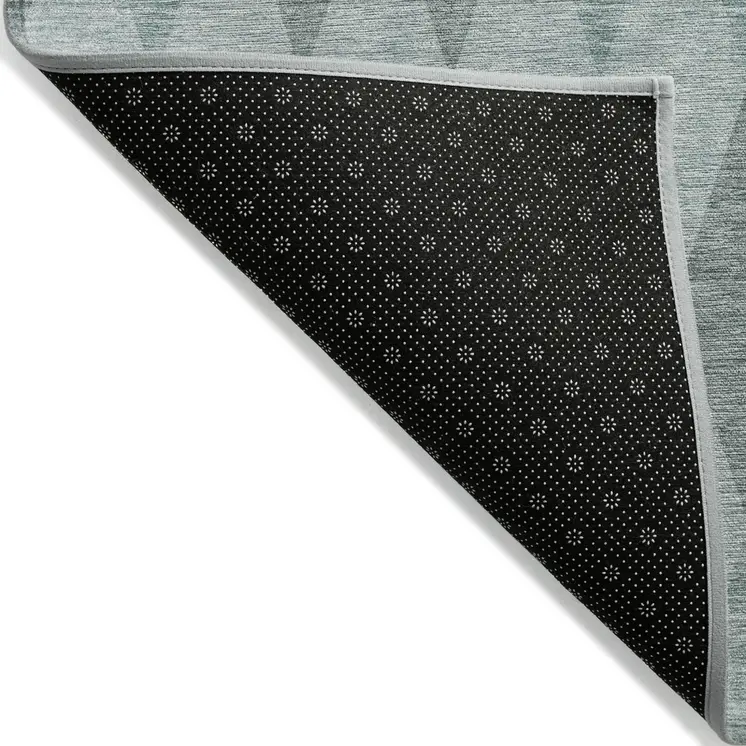 3' X 5' Teal Geometric Washable Non Skid Indoor Outdoor Area Rug