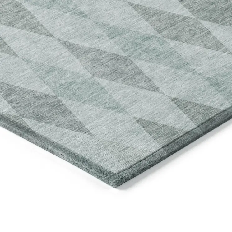 3' X 5' Teal Geometric Washable Non Skid Indoor Outdoor Area Rug