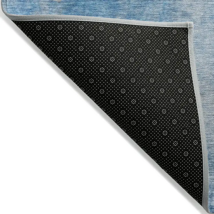 2' X 3' Blue and Gray Abstract Washable Non Skid Indoor Outdoor Area Rug