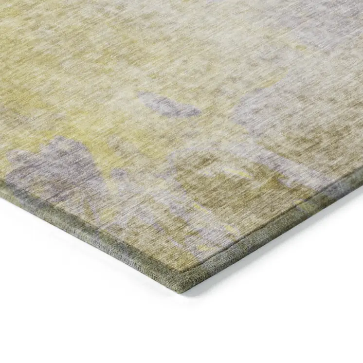 8' Round Gold Beige and Purple Round Abstract Washable Non Skid Indoor Outdoor Area Rug