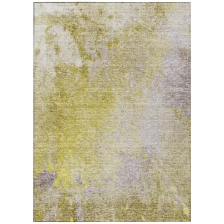 10' X 14' Gold Beige and Purple Abstract Washable Non Skid Indoor Outdoor Area Rug