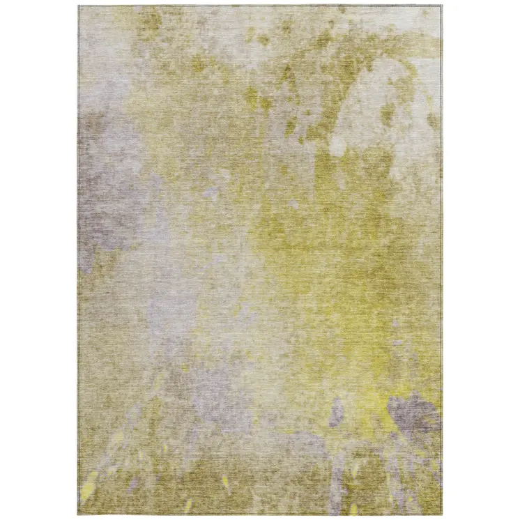 10' X 14' Gold Beige and Purple Abstract Washable Non Skid Indoor Outdoor Area Rug