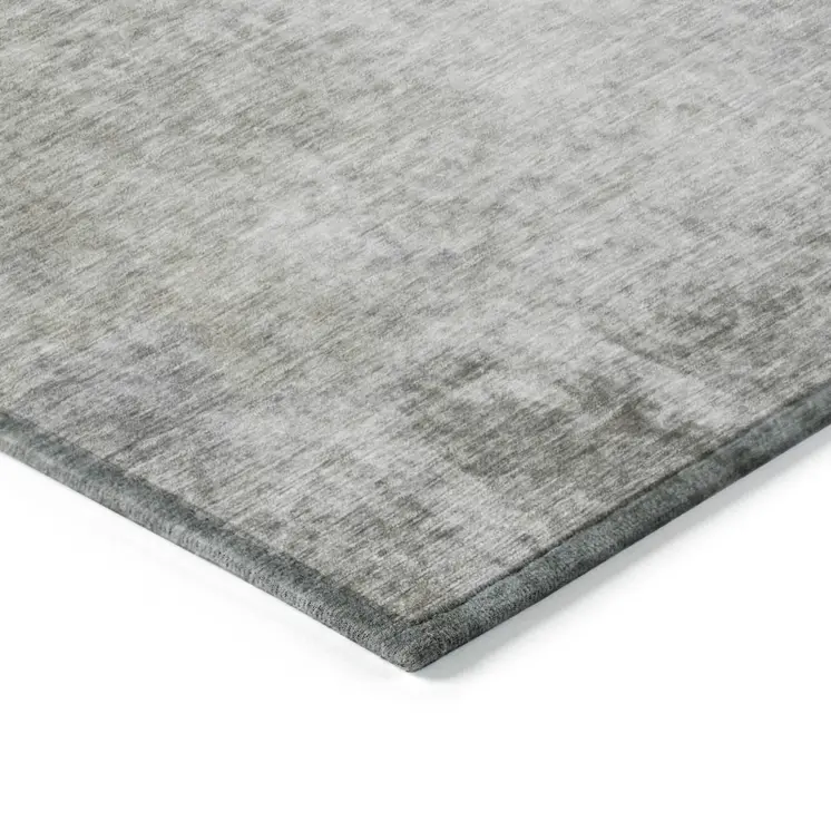 8' Round Gray and Off White Round Abstract Washable Non Skid Indoor Outdoor Area Rug