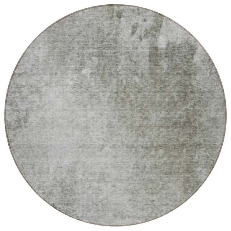 8' Round Gray and Off White Round Abstract Washable Non Skid Indoor Outdoor Area Rug