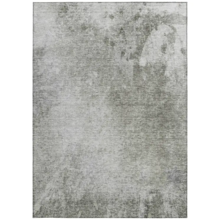 9' X 12' Gray And Off White Abstract Washable Indoor Outdoor Area Rug