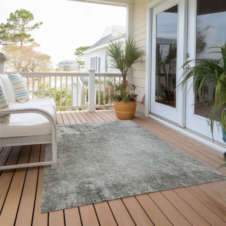 9' X 12' Gray And Off White Abstract Washable Indoor Outdoor Area Rug