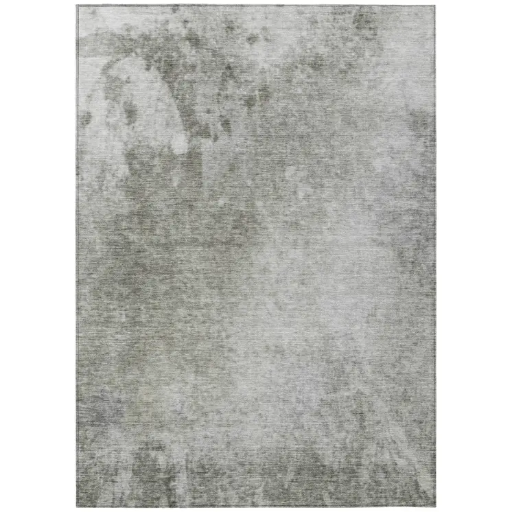 9' X 12' Gray And Off White Abstract Washable Indoor Outdoor Area Rug