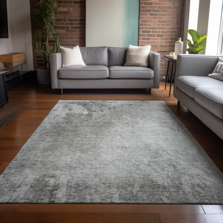 9' X 12' Gray And Off White Abstract Washable Indoor Outdoor Area Rug