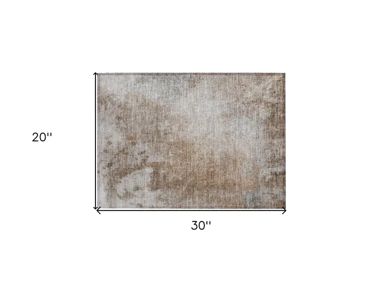 2' X 3' Brown And Off White Abstract Washable Indoor Outdoor Area Rug