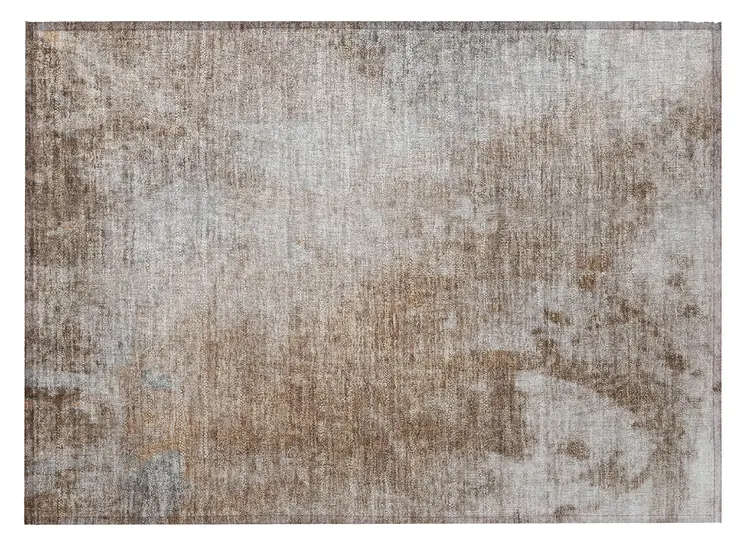 2' X 3' Brown And Off White Abstract Washable Indoor Outdoor Area Rug