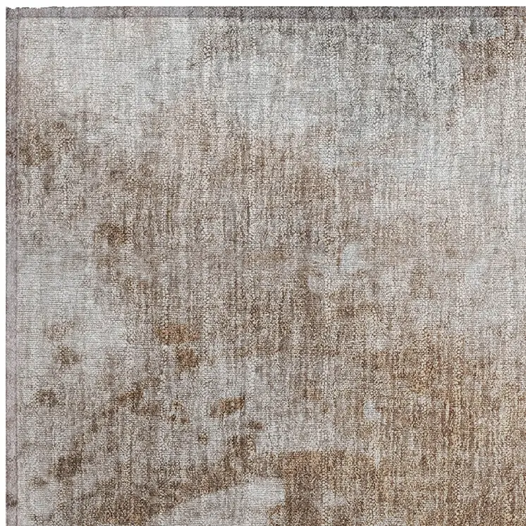 2' X 3' Brown And Off White Abstract Washable Indoor Outdoor Area Rug