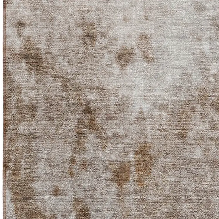 8' Brown And Off White Abstract Washable Indoor Outdoor Runner Rug