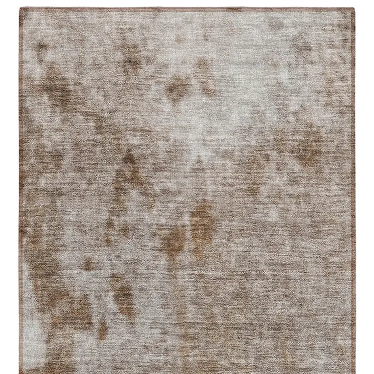 8' Brown And Off White Abstract Washable Indoor Outdoor Runner Rug