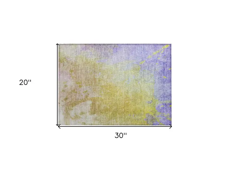 2' X 3' Blue Gold and Wheat Abstract Washable Non Skid Indoor Outdoor Area Rug