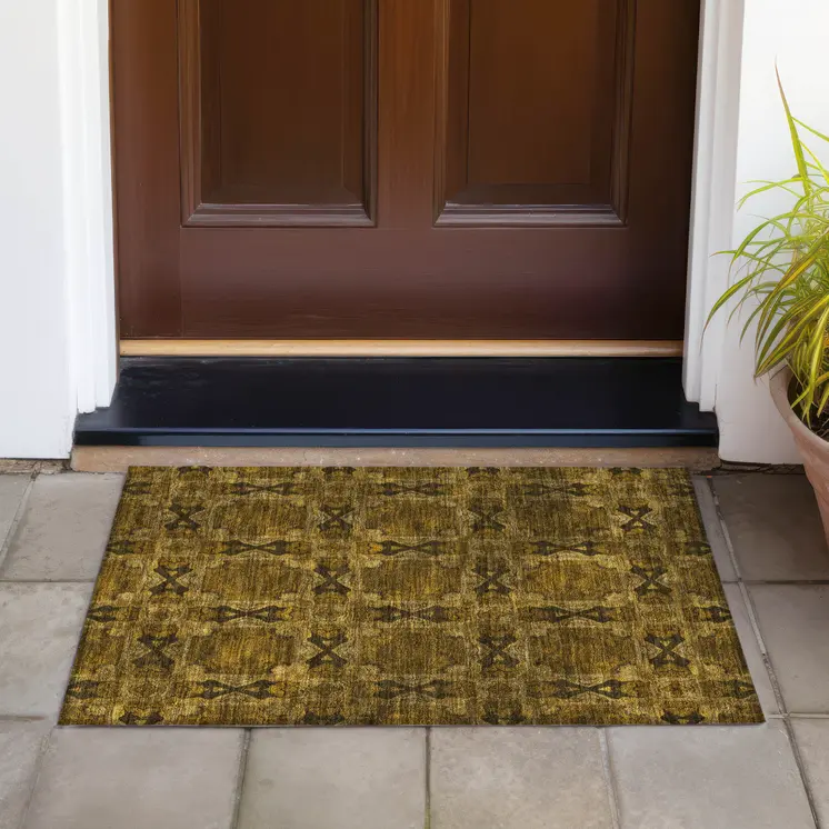 2' X 3' Chocolate Floral Medallion Washable Non Skid Indoor Outdoor Area Rug