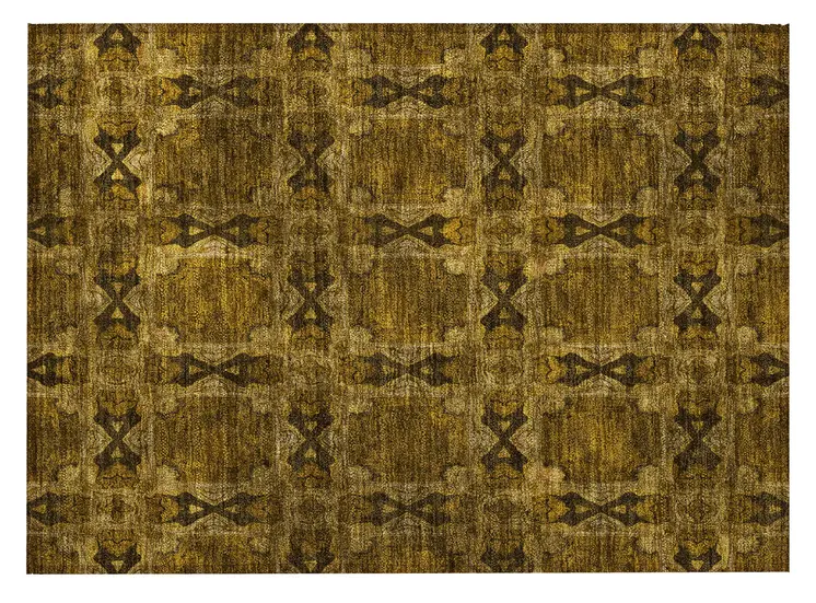 2' X 3' Chocolate Floral Medallion Washable Non Skid Indoor Outdoor Area Rug