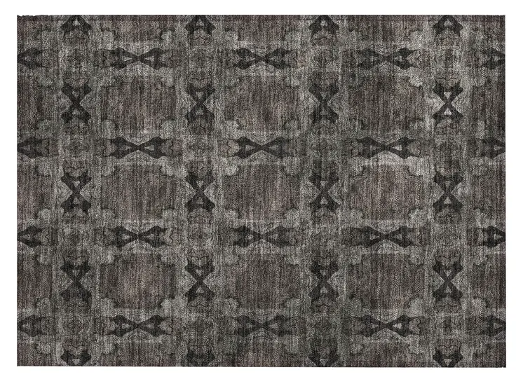 2' X 3' Gray and Black Floral Medallion Washable Non Skid Indoor Outdoor Area Rug