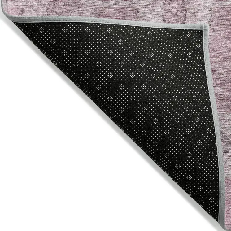 9' X 12' Pink Floral Medallion Washable Non Skid Indoor Outdoor Area Rug