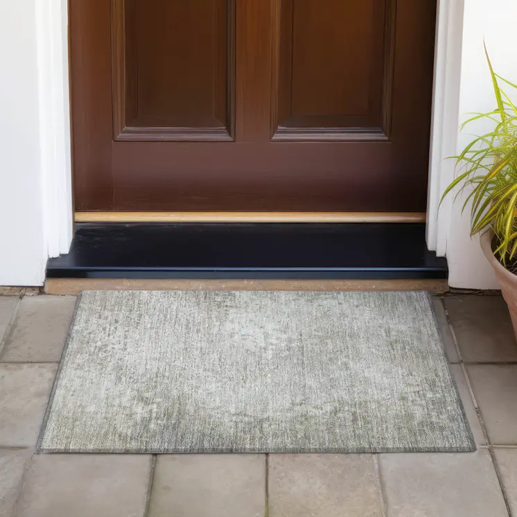 2' X 3' Beige Washable Non Skid Indoor Outdoor Area Rug