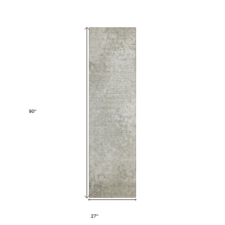 8' Runner Beige Washable Non Skid Indoor Outdoor Runner Rug