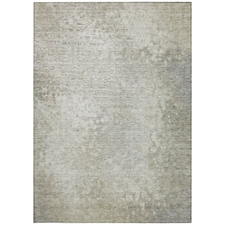 5' X 8' Beige Washable Non Skid Indoor Outdoor Area Rug