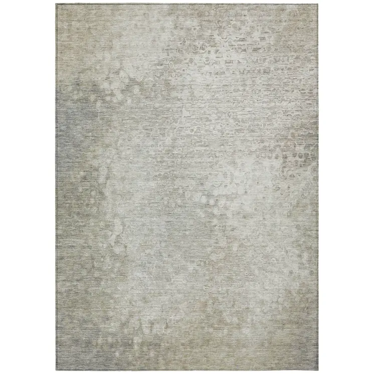 5' X 8' Beige Washable Non Skid Indoor Outdoor Area Rug
