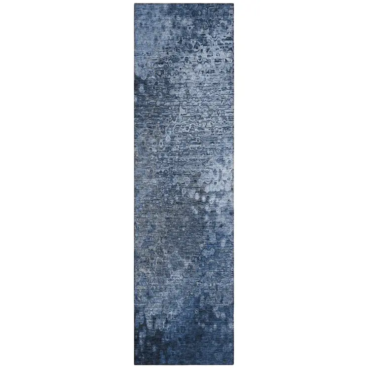 8' Runner Blue Washable Non Skid Indoor Outdoor Runner Rug