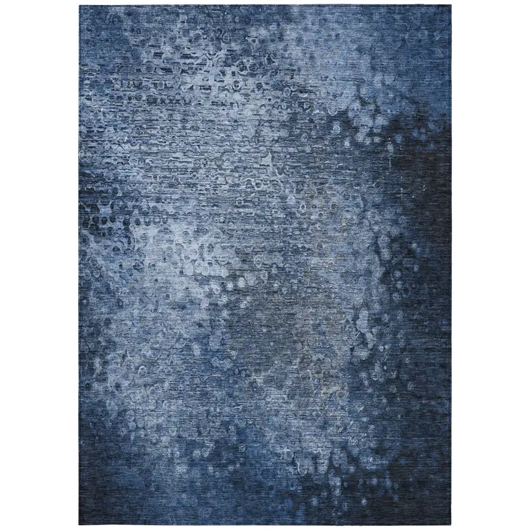 5' X 8' Blue Washable Non Skid Indoor Outdoor Area Rug