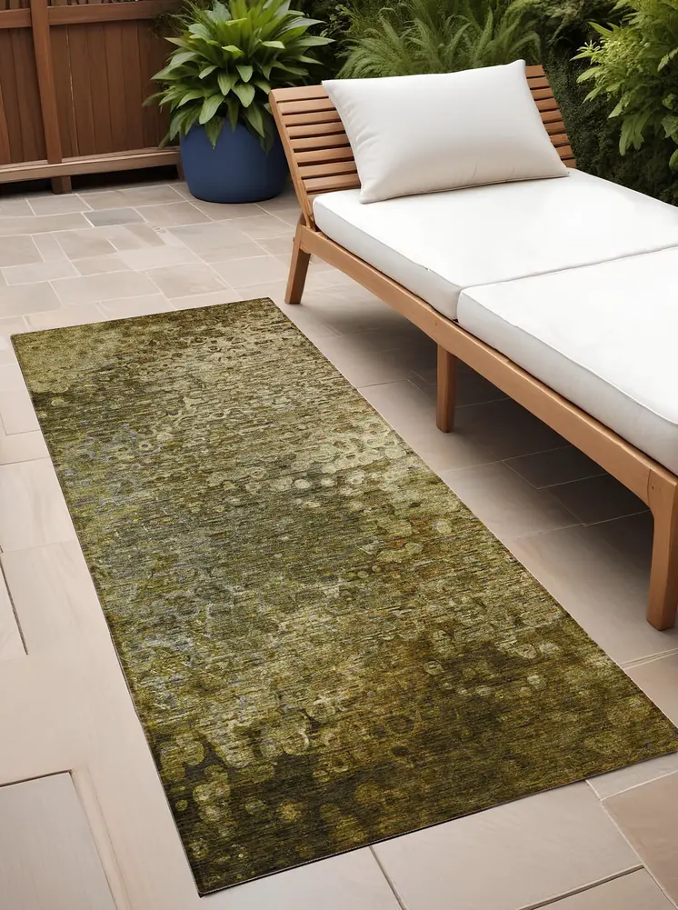 8' Runner Brown Washable Non Skid Indoor Outdoor Runner Rug