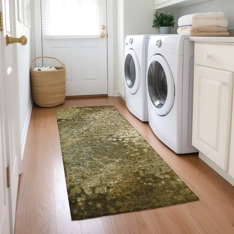 8' Runner Brown Washable Non Skid Indoor Outdoor Runner Rug