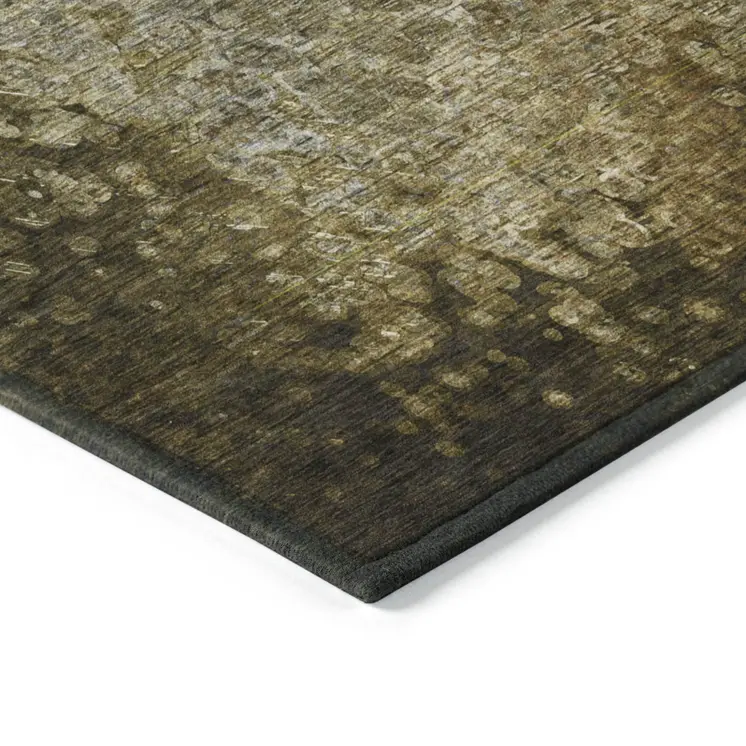 8' Round Brown Round Washable Non Skid Indoor Outdoor Area Rug
