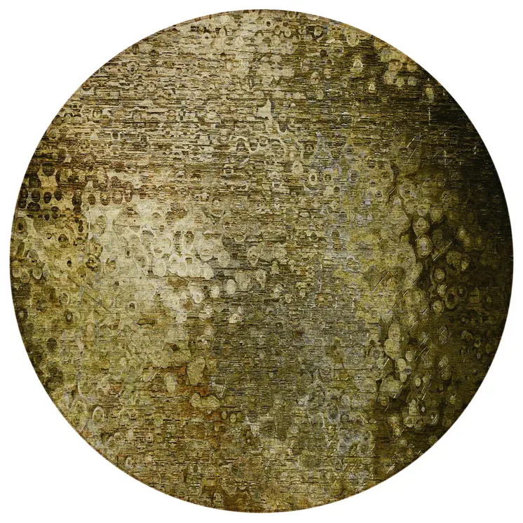 8' Round Brown Round Washable Non Skid Indoor Outdoor Area Rug