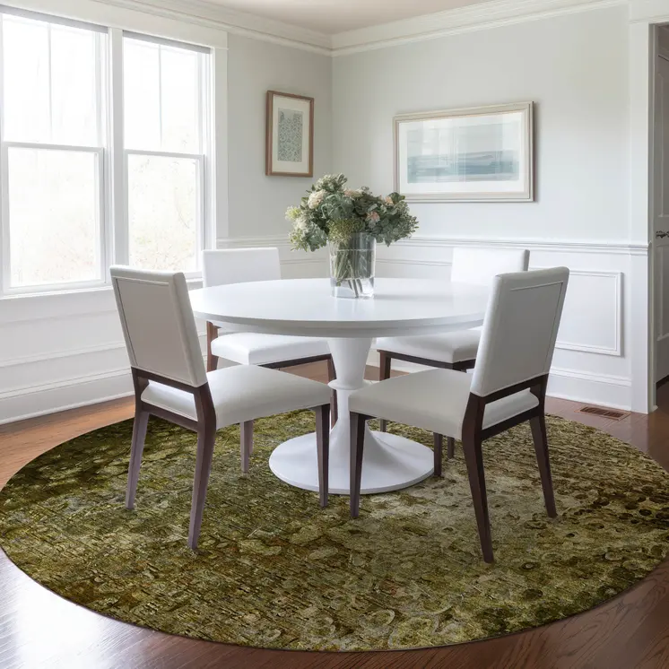8' Round Brown Round Washable Non Skid Indoor Outdoor Area Rug