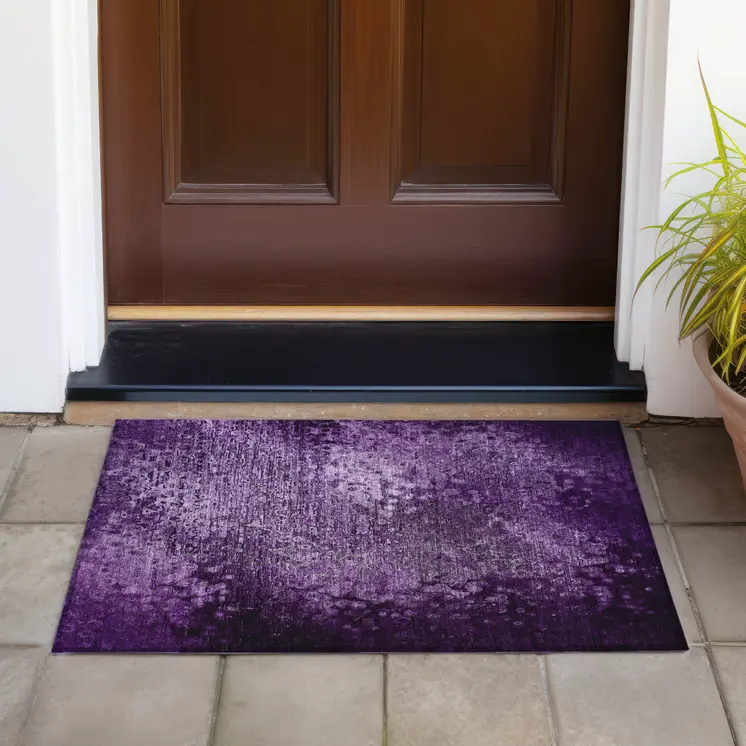 2' X 3' Purple Washable Non Skid Indoor Outdoor Area Rug