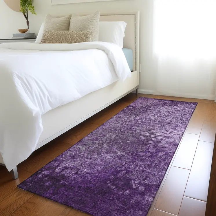 8' Runner Purple Washable Non Skid Indoor Outdoor Runner Rug