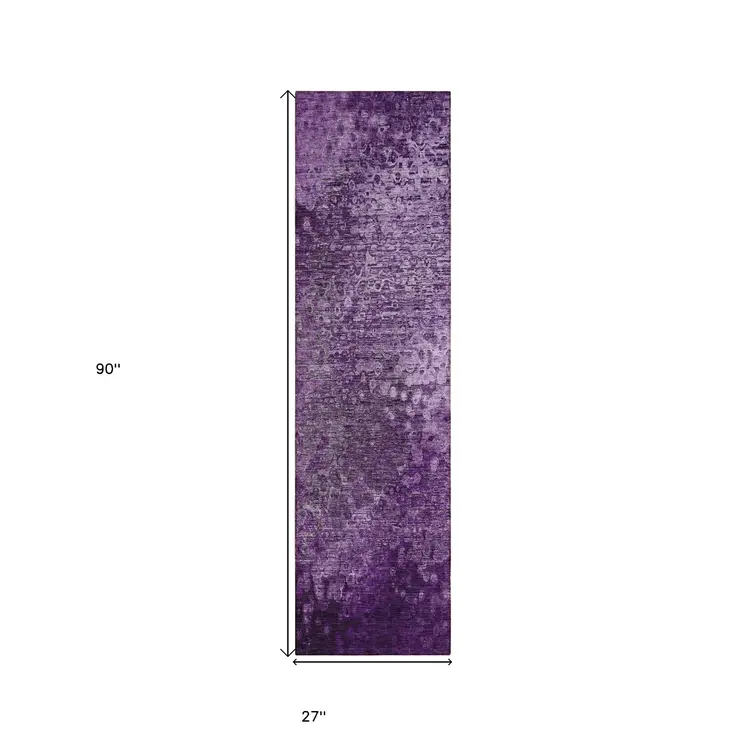 8' Runner Purple Washable Non Skid Indoor Outdoor Runner Rug