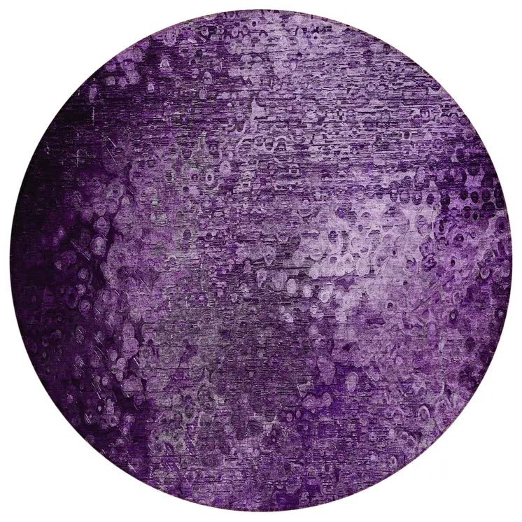 8' Round Purple Round Washable Non Skid Indoor Outdoor Area Rug