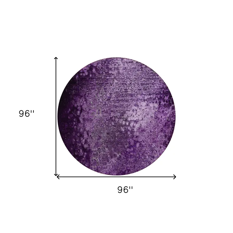 8' Round Purple Round Washable Non Skid Indoor Outdoor Area Rug
