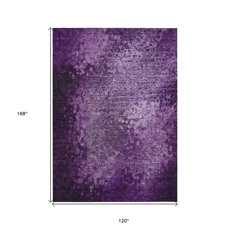10' X 14' Purple Washable Non Skid Indoor Outdoor Area Rug