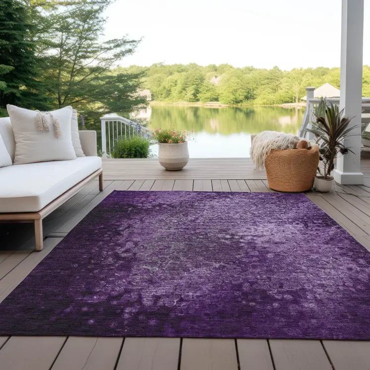 10' X 14' Purple Washable Non Skid Indoor Outdoor Area Rug
