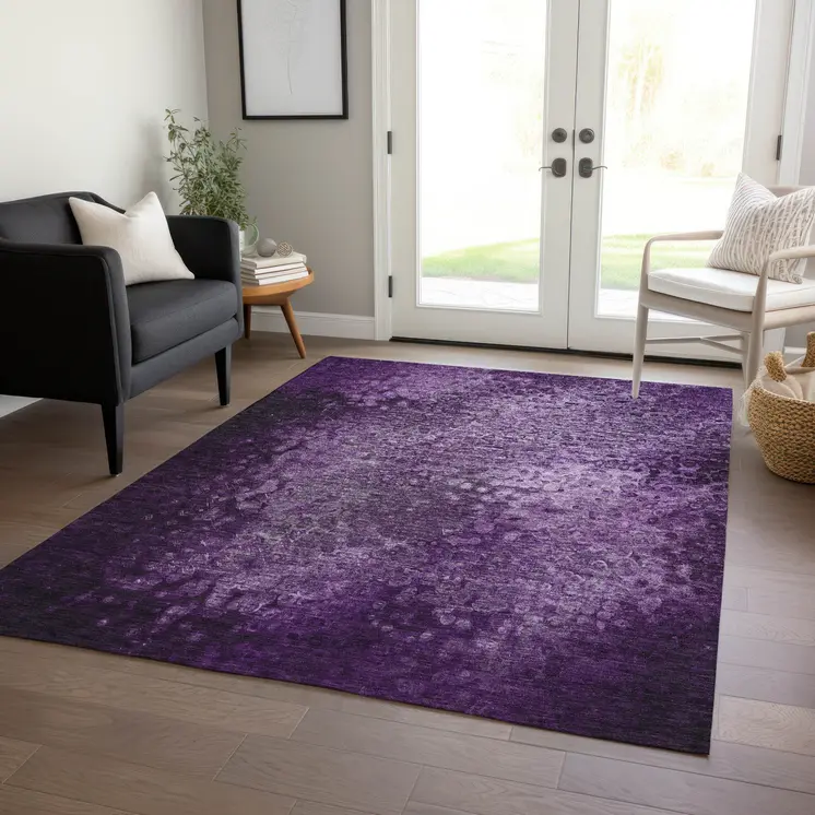 10' X 14' Purple Washable Non Skid Indoor Outdoor Area Rug